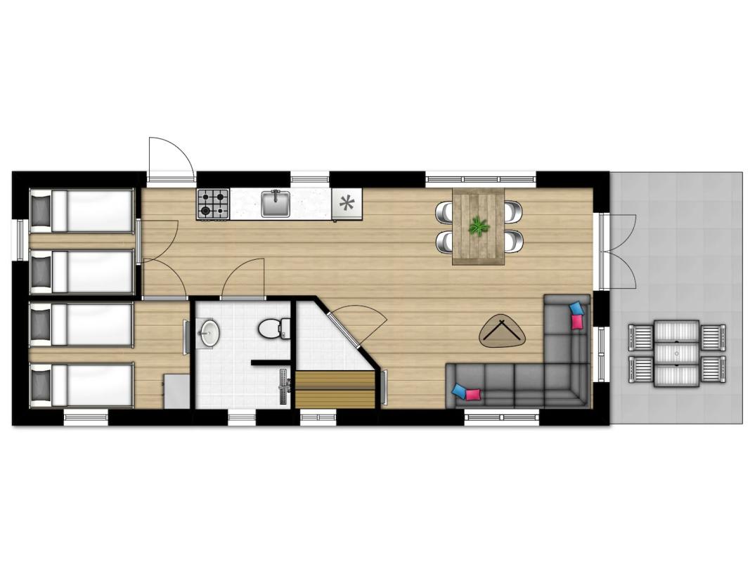 plattegrond buitenverblijf Wellness 4